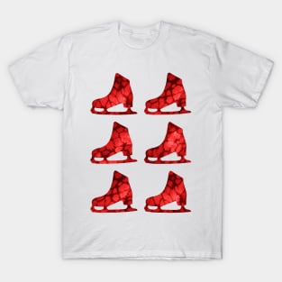 Watercolor Figure Skates (Red) T-Shirt